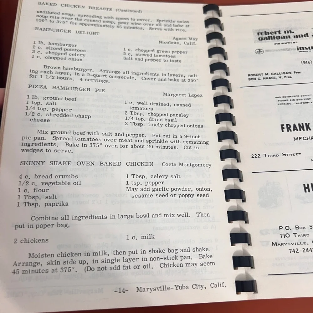 Vintage 1973 Feeder's Digest Cookbook Yuba General Hospital Auxiliary California